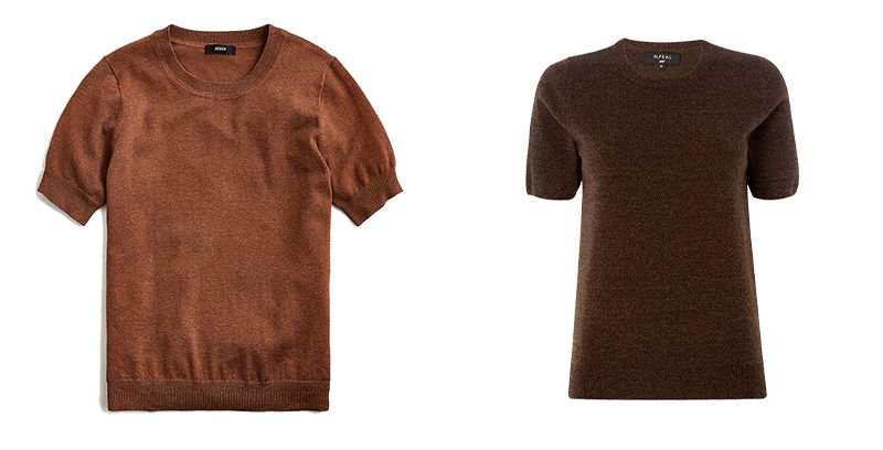 J.Crew Short-Sleeve Silk-Blend Crewneck Sweater and N.Peal 007 Round Neck T Shirt