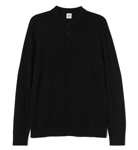 black long-sleeve polo shirt