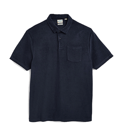 next navy blue towelling polo
