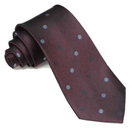 burgundy and black tie with alternating dots
