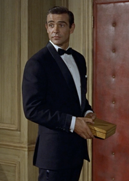 Sean Connery James Bond wearing midnight blue shawl collar dinner suit